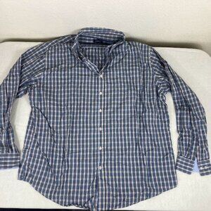 Croft & Barrow Mens XXL Plaid Button Down Shirt Blue White Long Sleeve